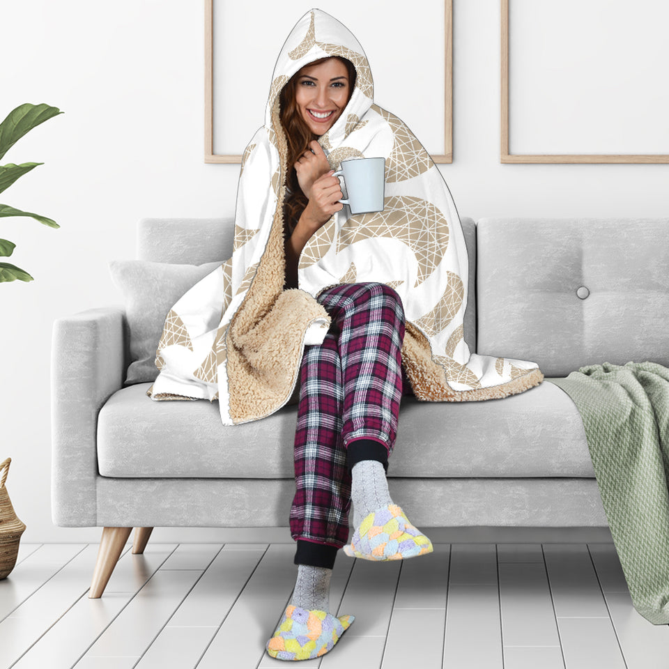 Cool Gold Moon Abstract Pattern Hooded Blanket