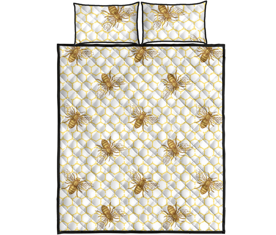 Bee honeycomb seamless design pattern Quilt Bed Set
