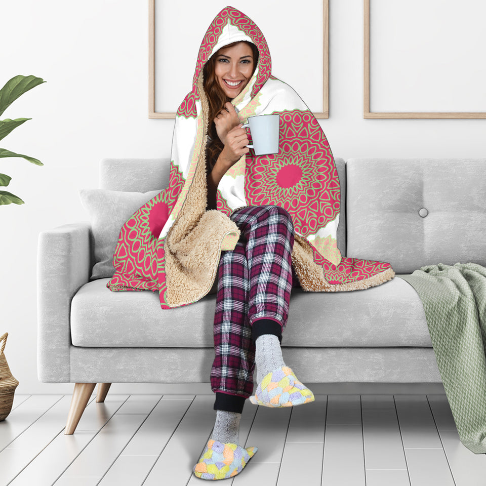 Circle Indian Pattern Hooded Blanket