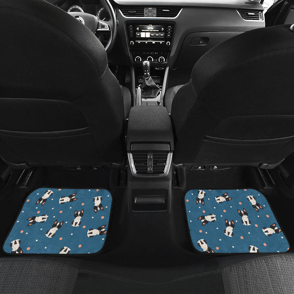 Cute Boston Terrier Dog Spattern Front And Back Car Mats
