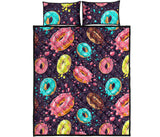 Colorful donut glaze pattern Quilt Bed Set