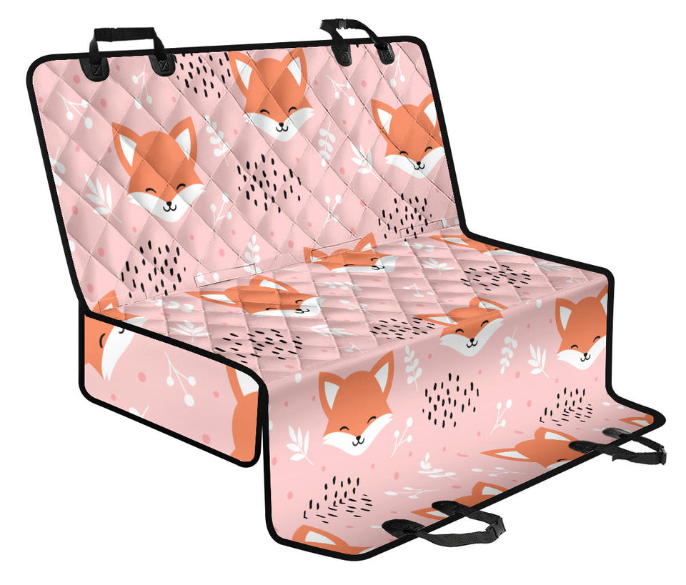 Cute Fox Pattern Pink Background Dog Car Seat Covers