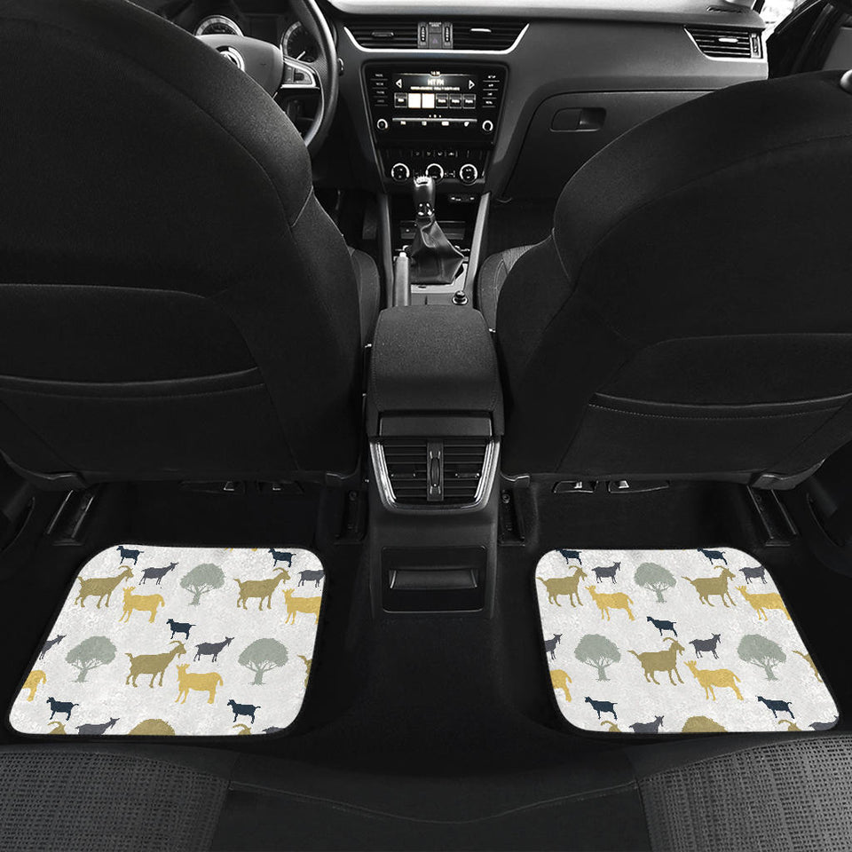Silhouettes Of Goat And Tree Pattern Front And Back Car Mats