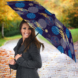 Blue Japanese Pattern Cloud Wave Flower Umbrella