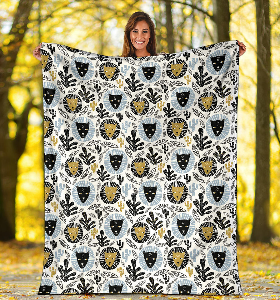 Lion Pattern Print Design 05 Premium Blanket
