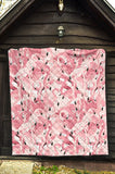 Pink Flamingos Pattern Background Premium Quilt