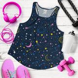 space pattern with planets, comets, constellations and stars Women Racerback Tank Top
