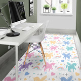 Colorful Unicorn Rainbow Heart Pattern Area Rug