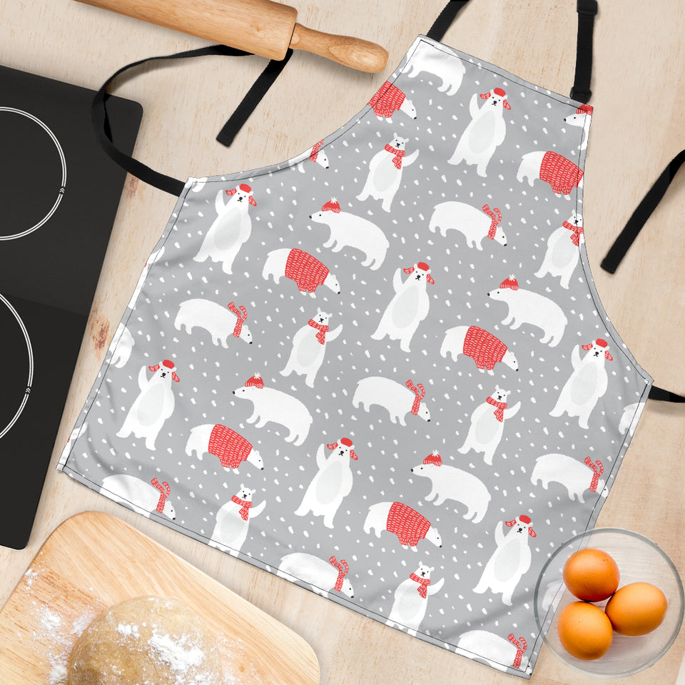 Cute Polar Bear Christmas Snow Pattern Adjustable Apron