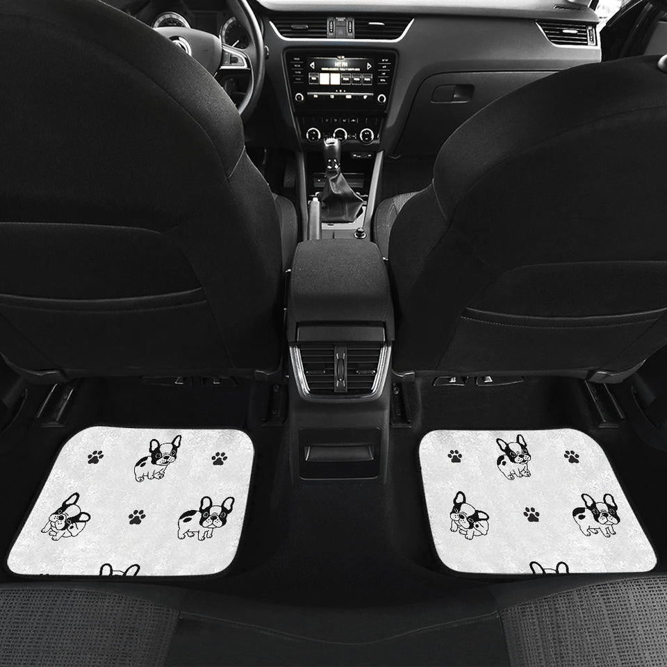 Cute French Bulldog Paw Pattern Front And Back Car Mats