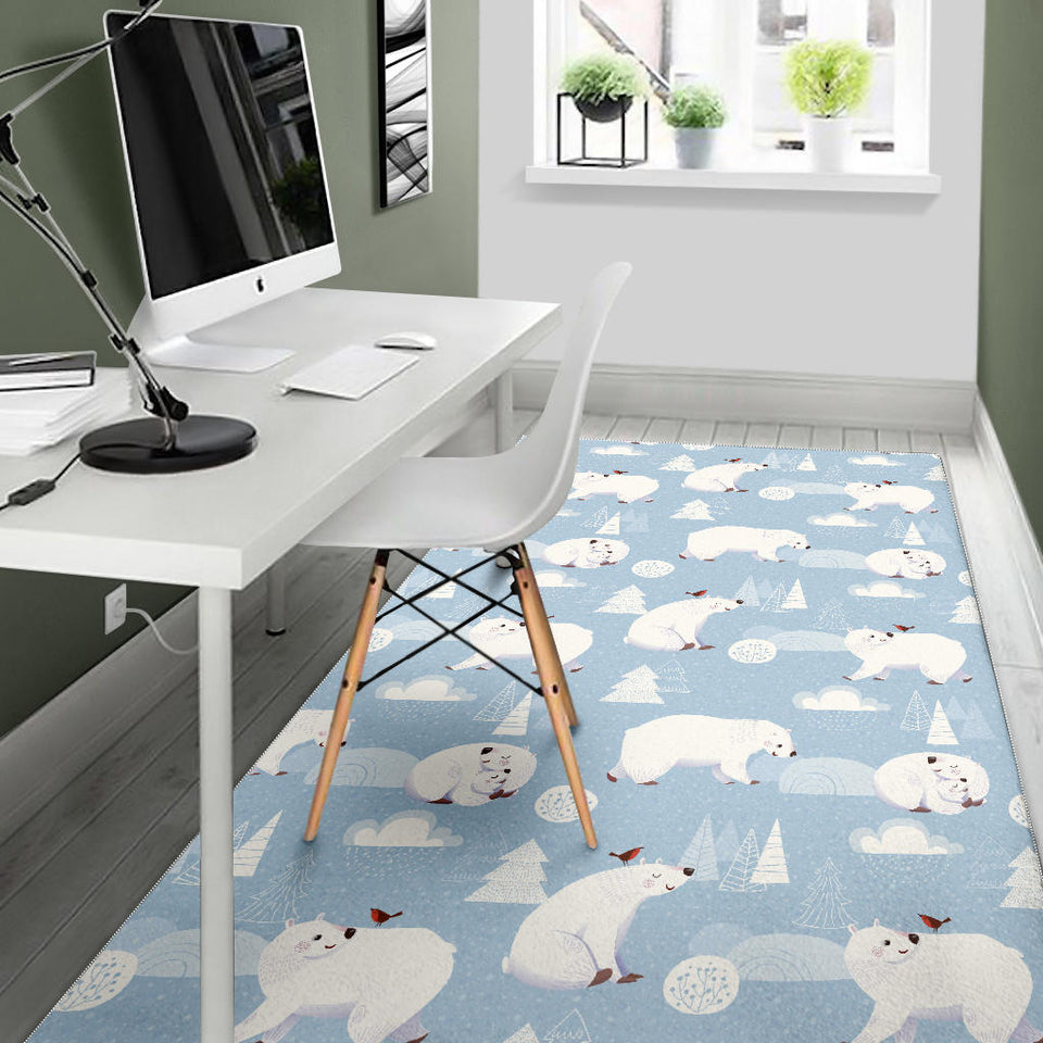 Cute Polar Bears Christmas Decoration Pattern Area Rug