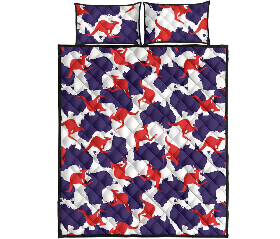 Kangaroo Australian pattern Quilt Bed Set
