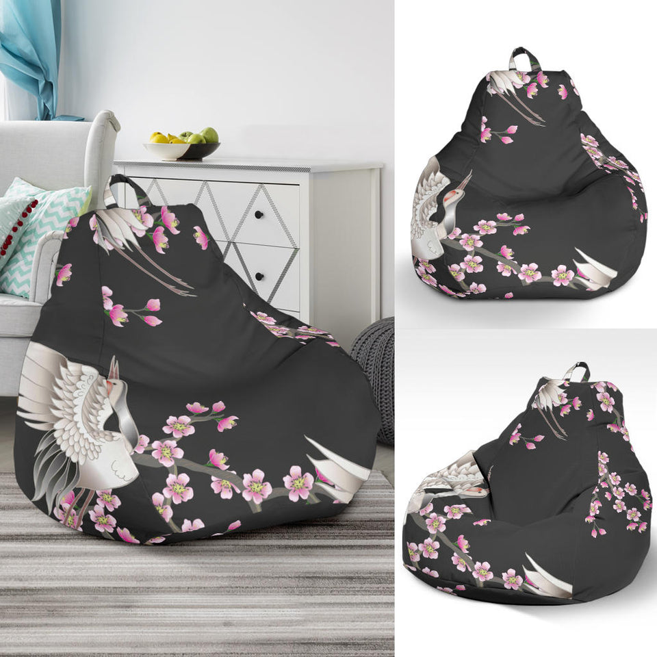 Japanese Crane Pink Sakura Pattern Bean Bag Cover