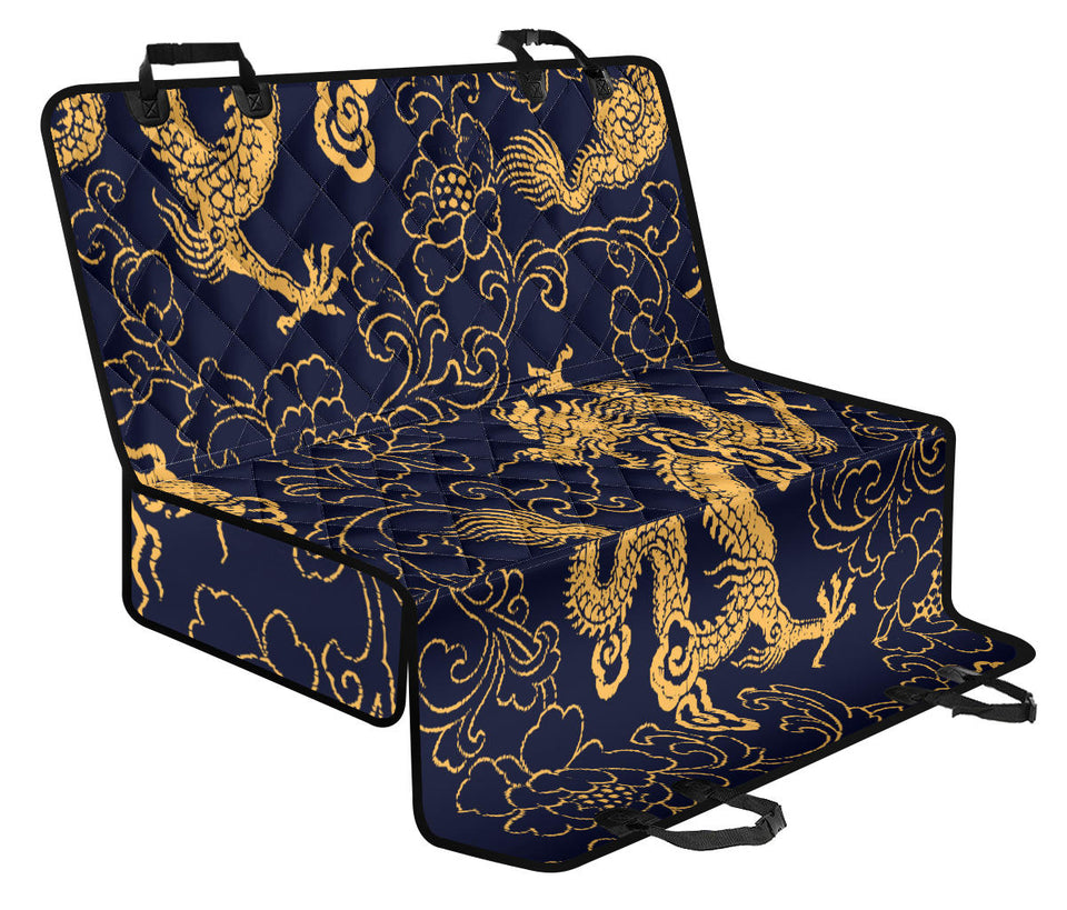 Gold Dragon Pattern Dog Car Seat Covers