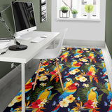 Colorful Parrot Flower Pattern Area Rug