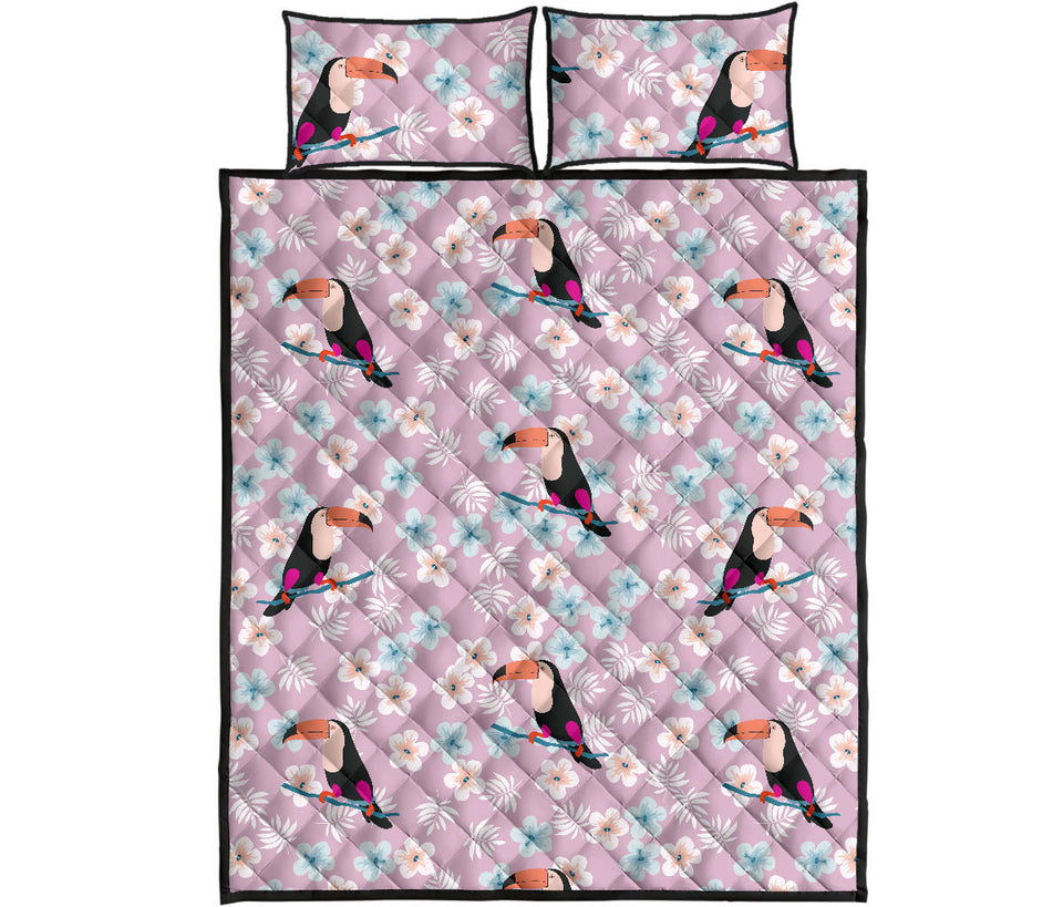 Beautiful toucan flower leaves Quilt Bed Set