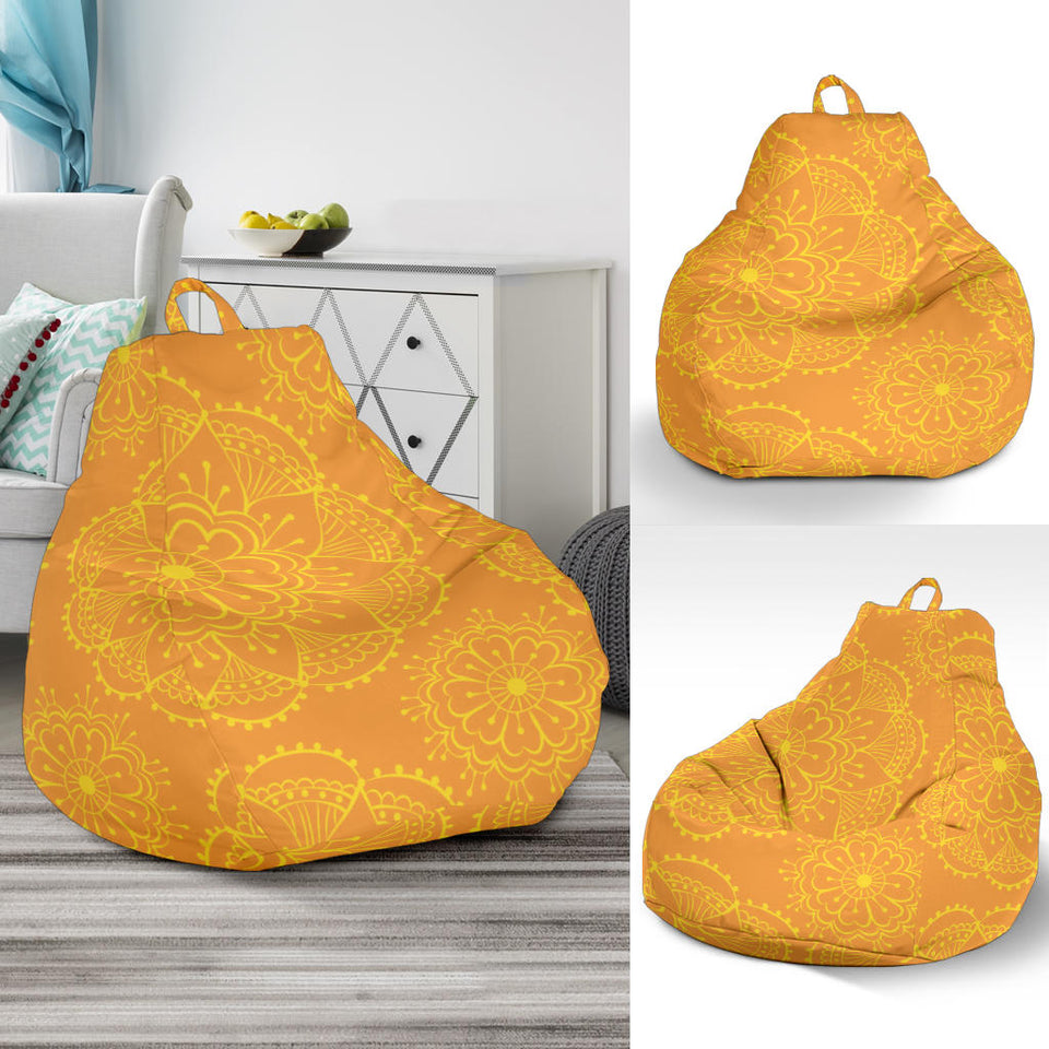 Orange Traditional Indian Element Pattern Bean Bag Cover