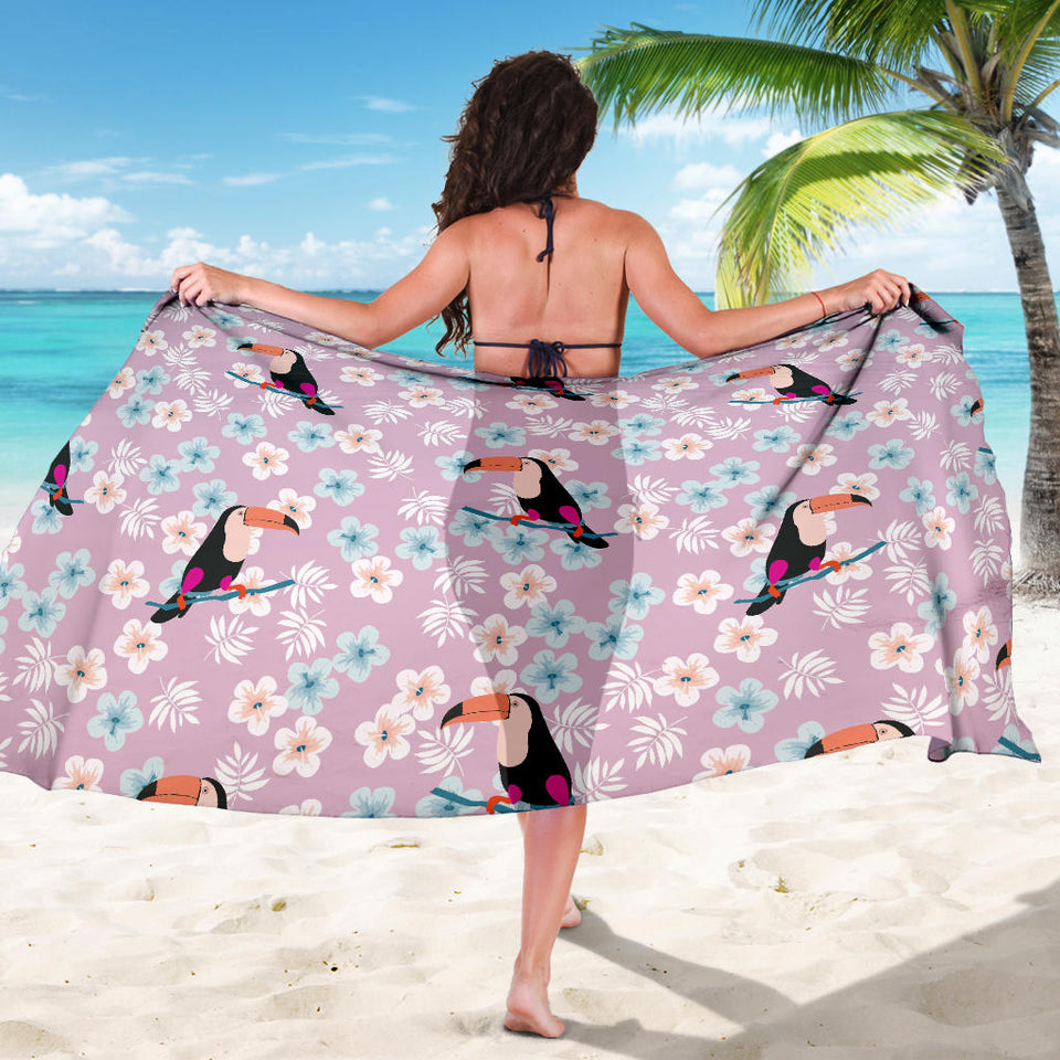 Beautiful Toucan Flower Leaves Sarong