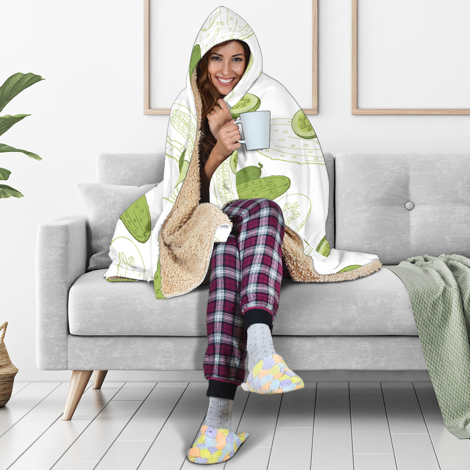 Cucumber Sketch Pattern Hooded Blanket