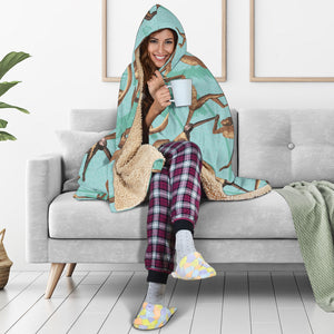 Monkey Palm Tree Background Hooded Blanket