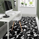 Crow Illustration Pattern Area Rug