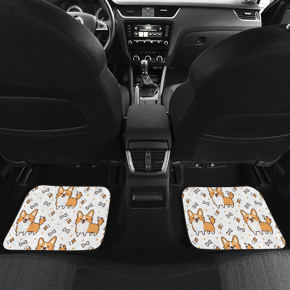 Cute Corgi Heart Star Bone Pattern Front And Back Car Mats