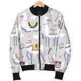 Cute Llama Alpaca Pattern Women'S Bomber Jacket