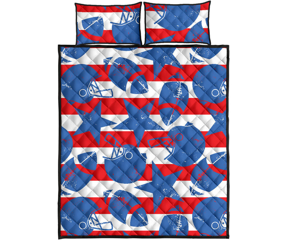 American football ball star stripes pattern Quilt Bed Set