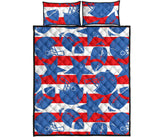 American football ball star stripes pattern Quilt Bed Set
