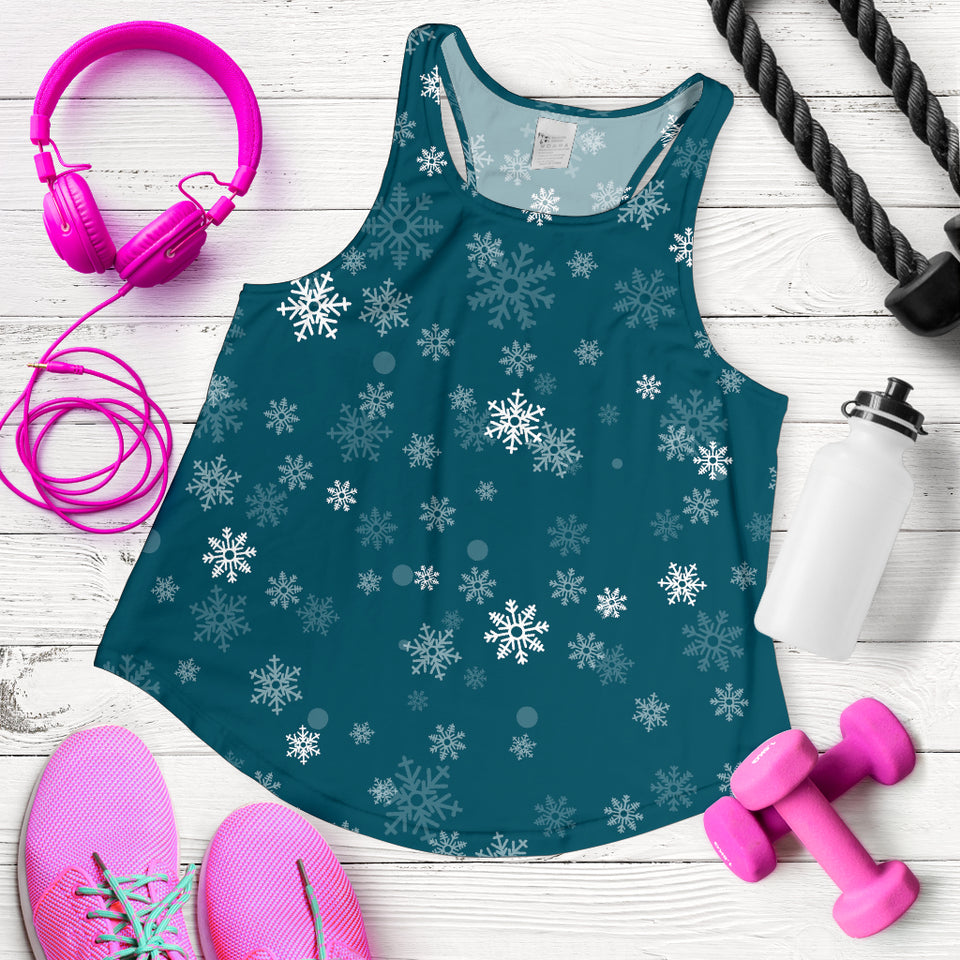 Snowflake pattern dark background Women Racerback Tank Top