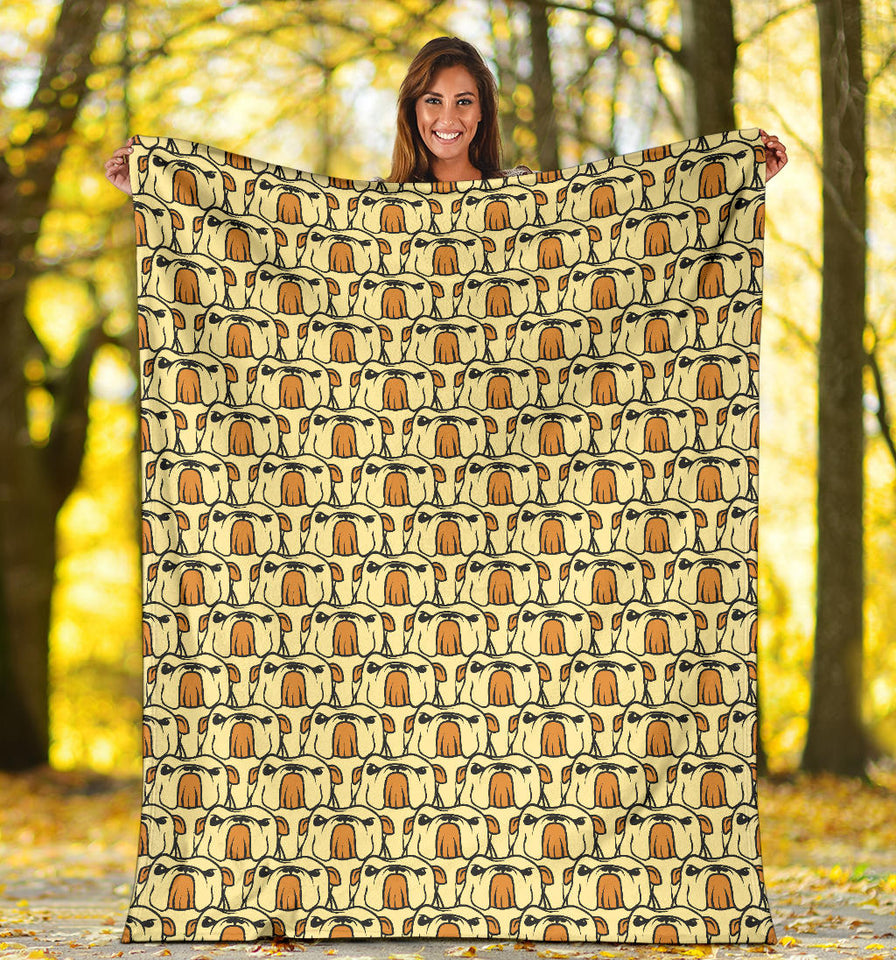 English Bulldog Pattern Print Design 02 Premium Blanket