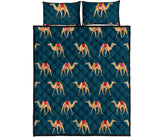 Camel pattern blue blackground Quilt Bed Set