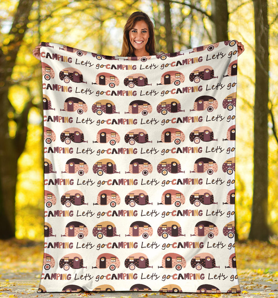 Camper Van Pattern Print Design 01 Premium Blanket