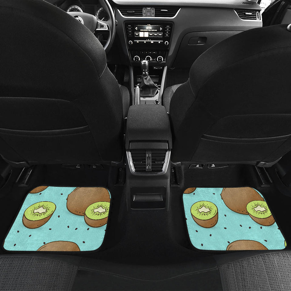 Kiwi Blue Background Front And Back Car Mats
