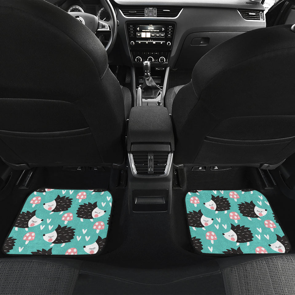 Hedgehog Pattern Print Design 03 Front and Back Car Mats