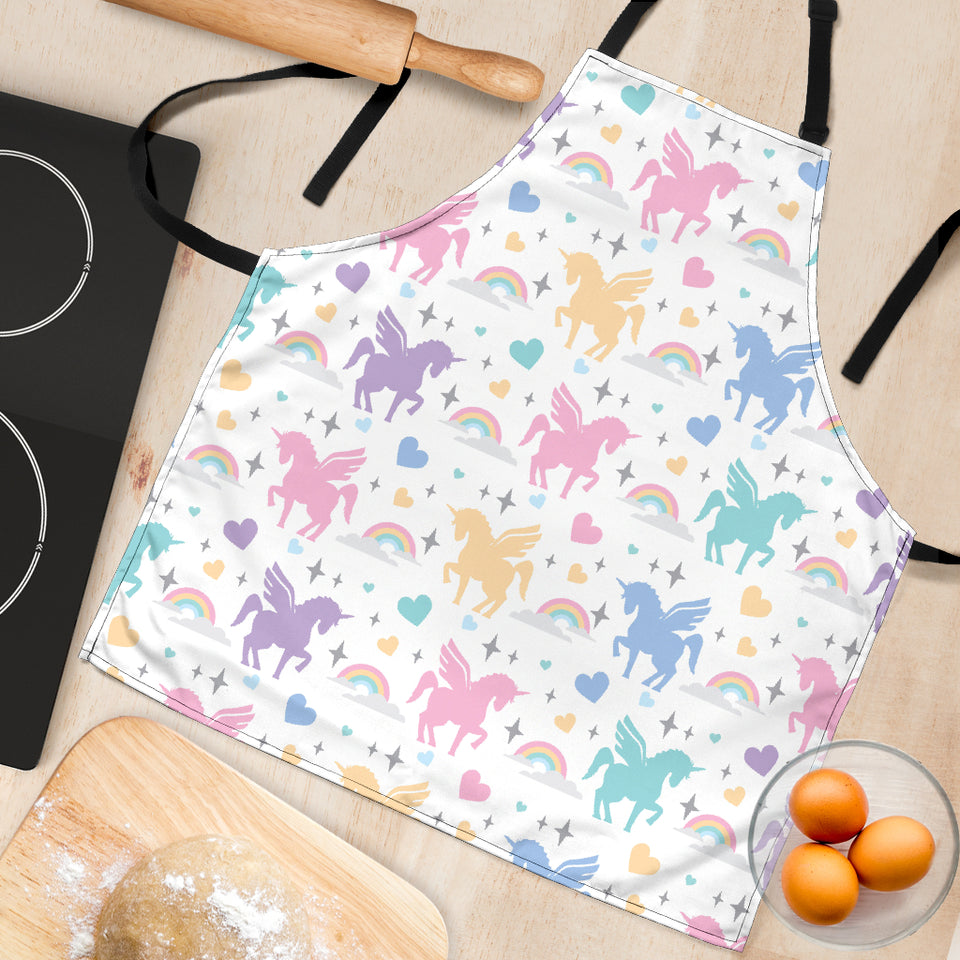 Colorful Unicorn Rainbow Heart Pattern Adjustable Apron