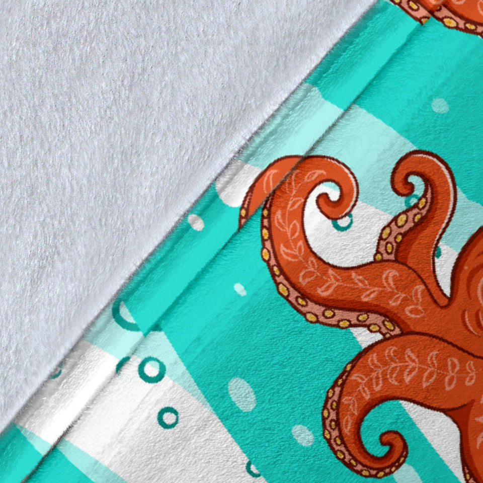 Octopuses Sea Wave Background Premium Blanket