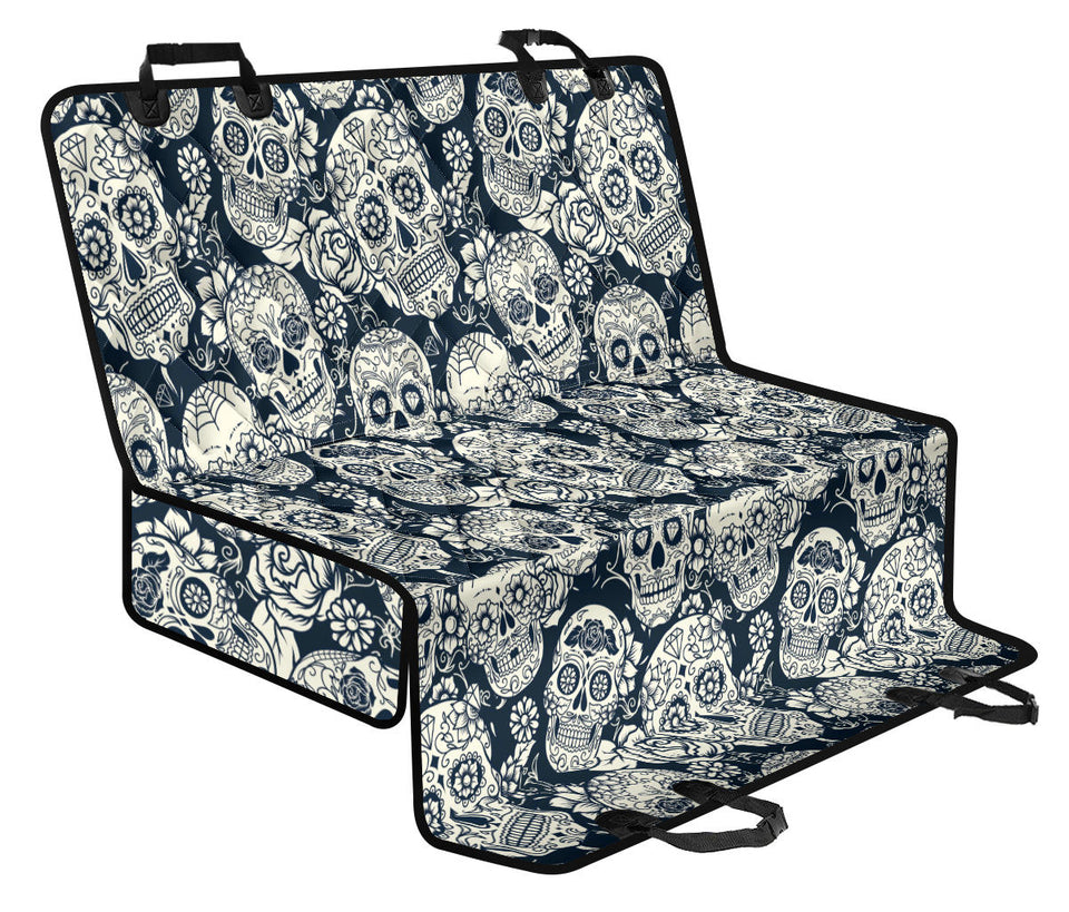 Sugar Skull Black White Pattern Dog Car Seat Covers