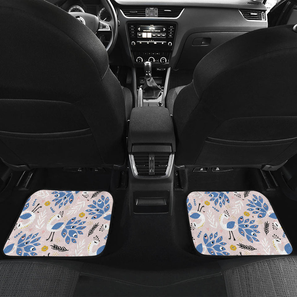 Cute Peacock Pattern Front And Back Car Mats