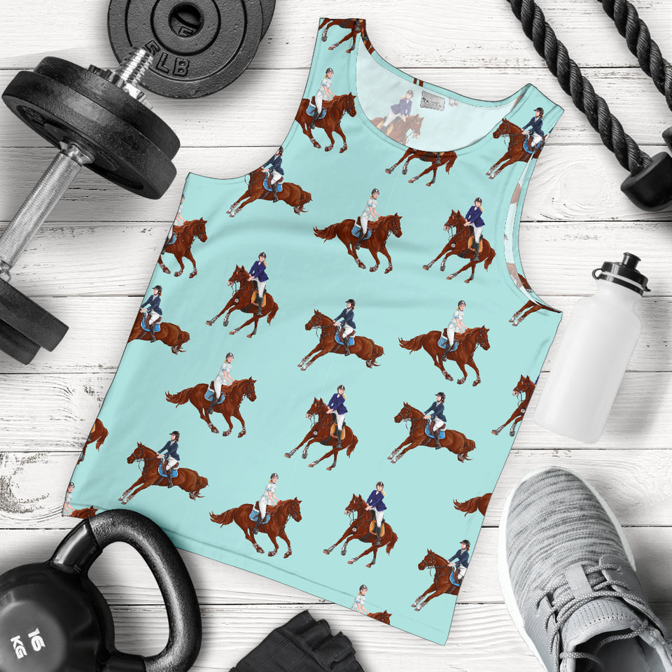 Horses running horses rider pattern Men Tank Top
