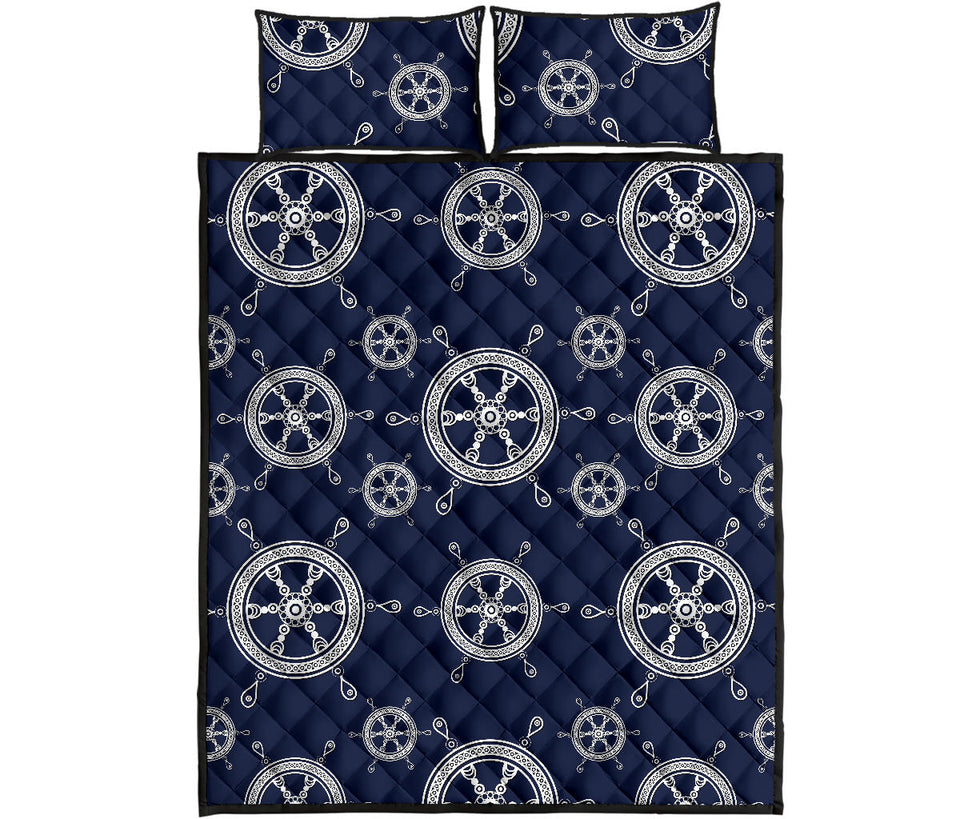 nautical steering wheel design pattern Quilt Bed Set