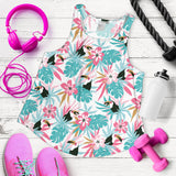 Toucan tropical flower leave pattern Women Racerback Tank Top