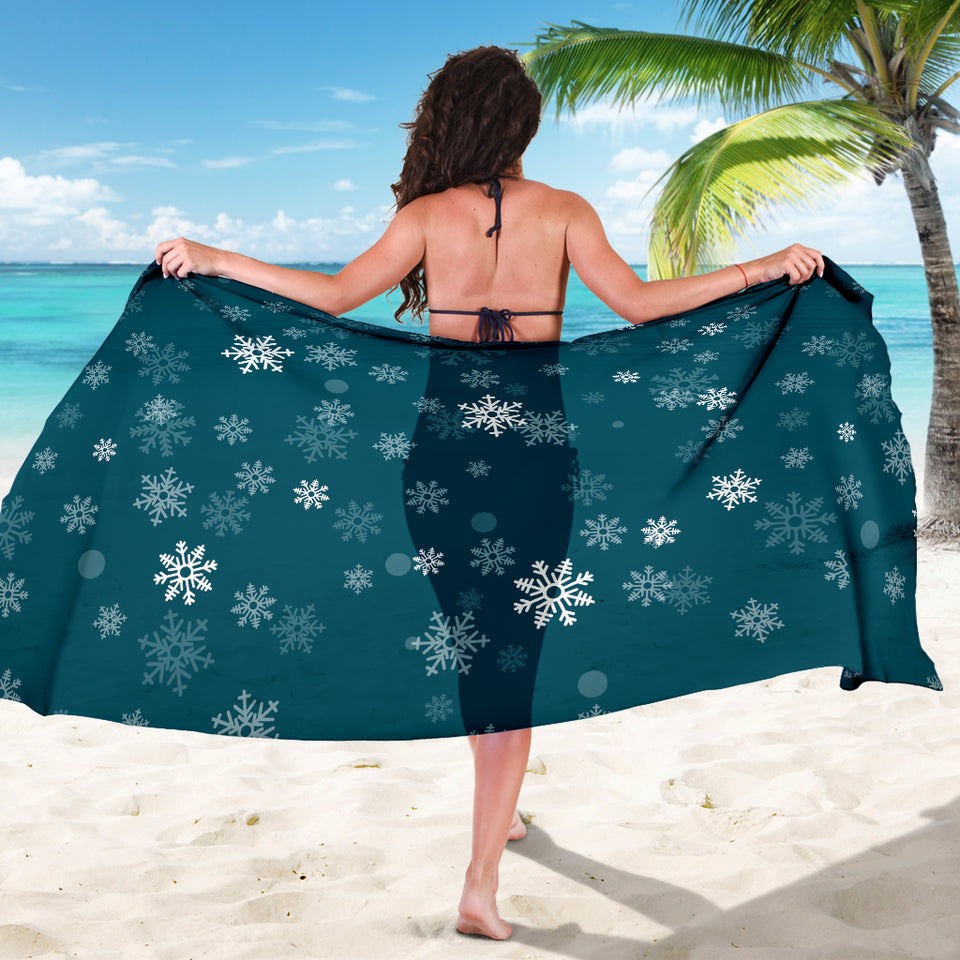 Snowflake Pattern Dark Background Sarong