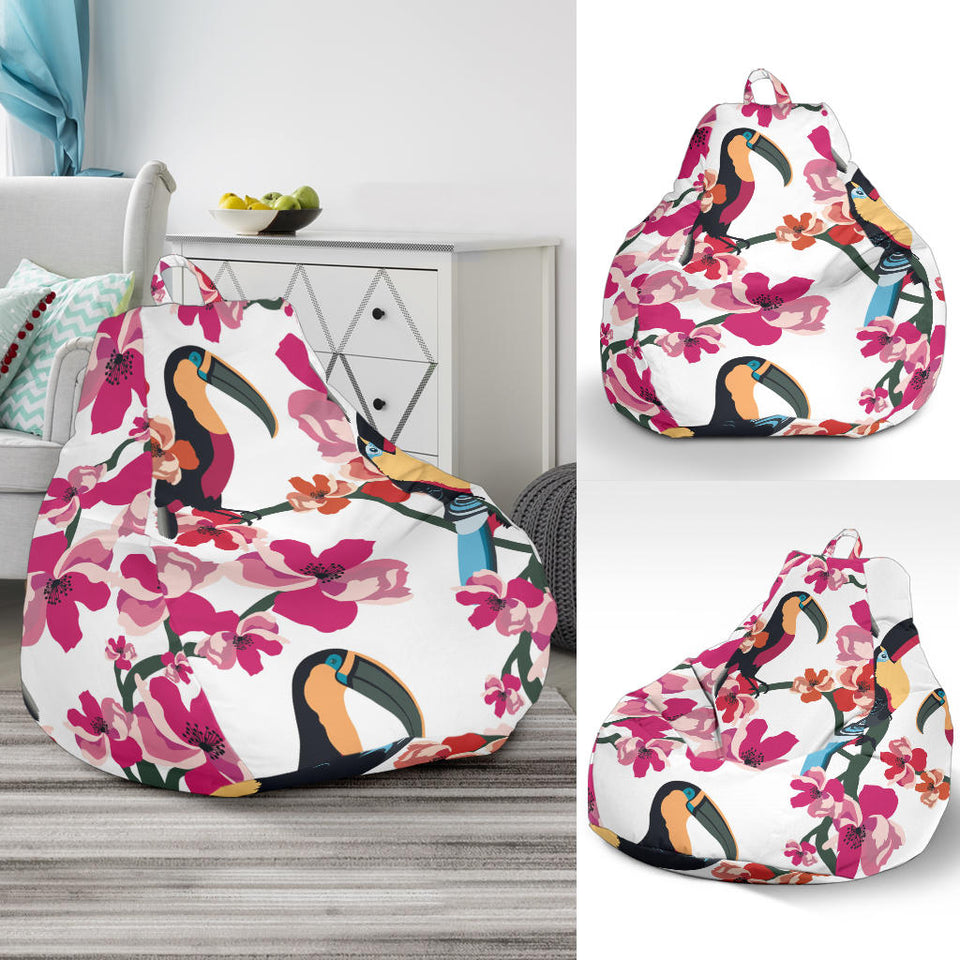 Toucan Flower Design Pattern Bean Bag Cover