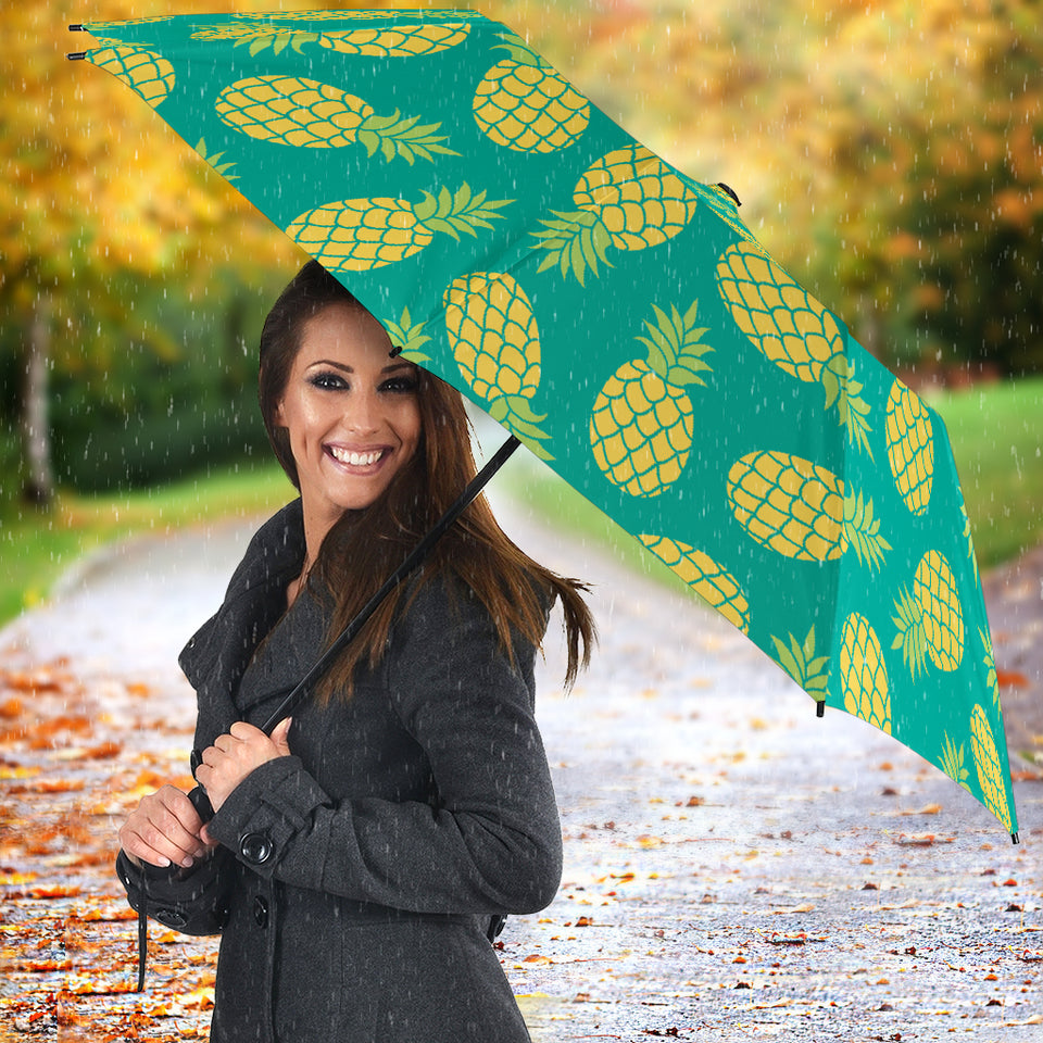 Pineapples Pattern Green Background Umbrella