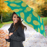 Pineapples Pattern Green Background Umbrella