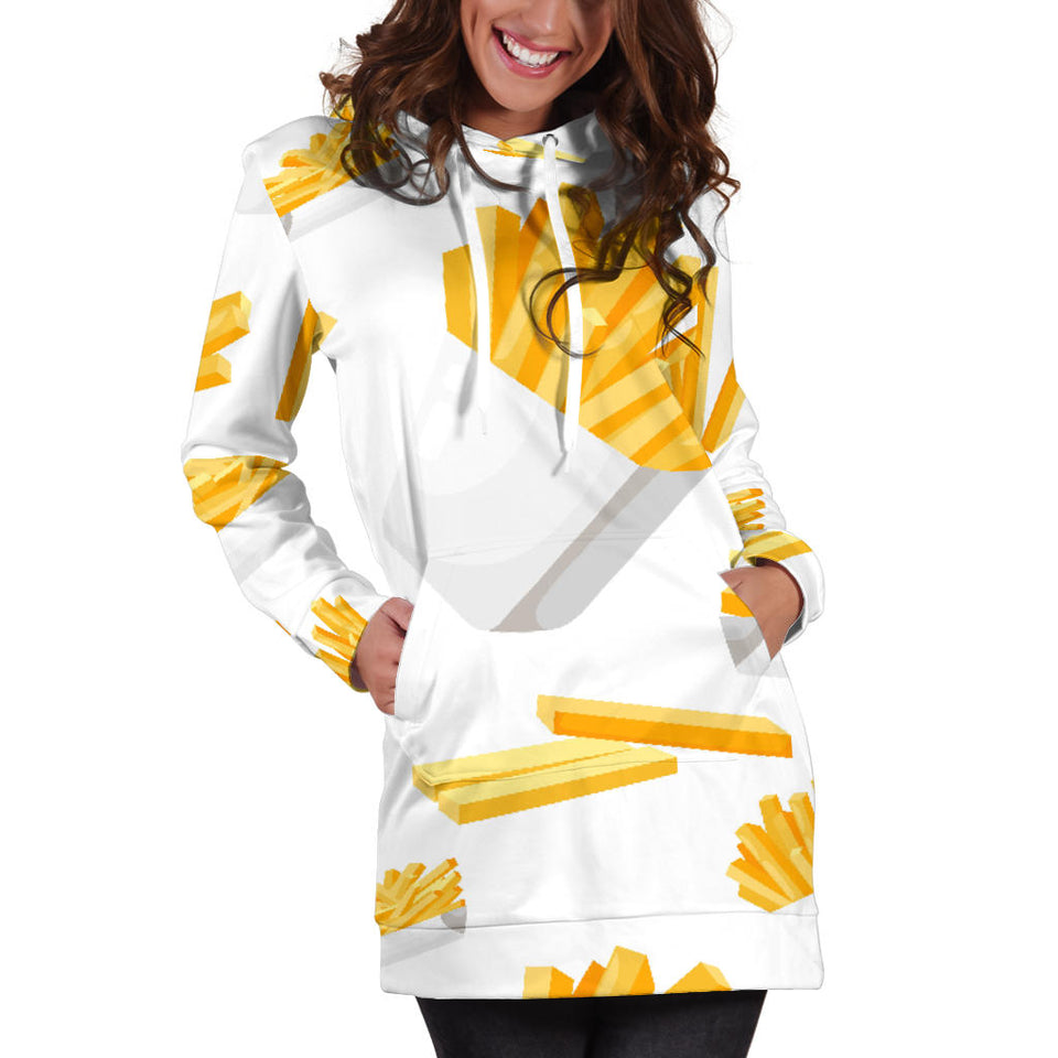 French Fries White Paper Box Pattern Women'S Hoodie Dress