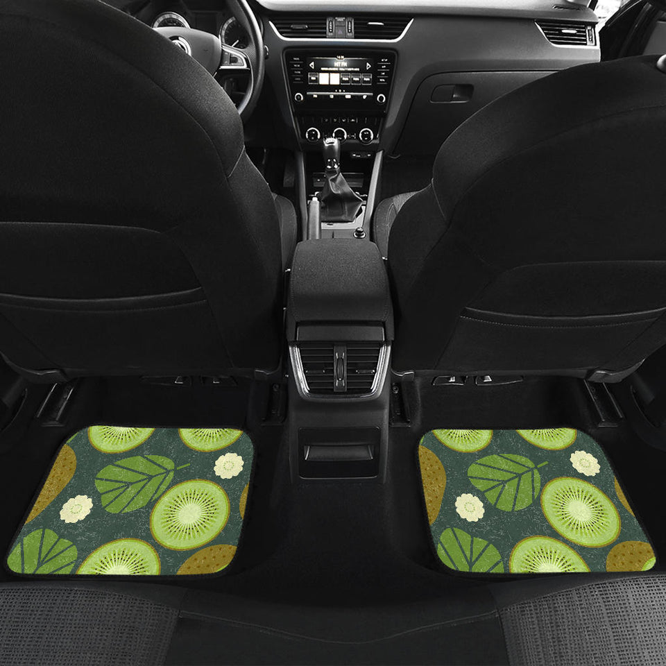 Whole Sliced Kiwi Leave And Flower Front And Back Car Mats