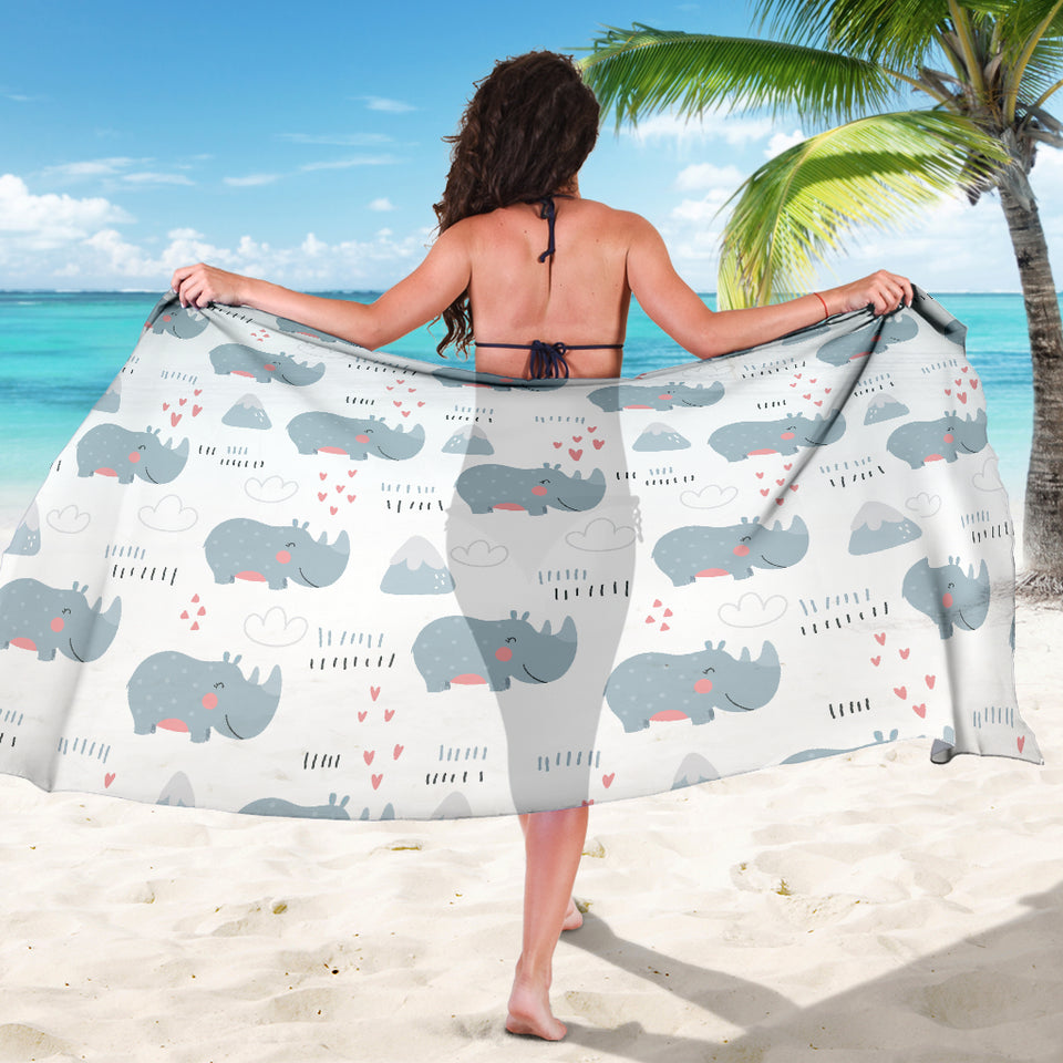 Cute Rhino Heart Pattern Sarong