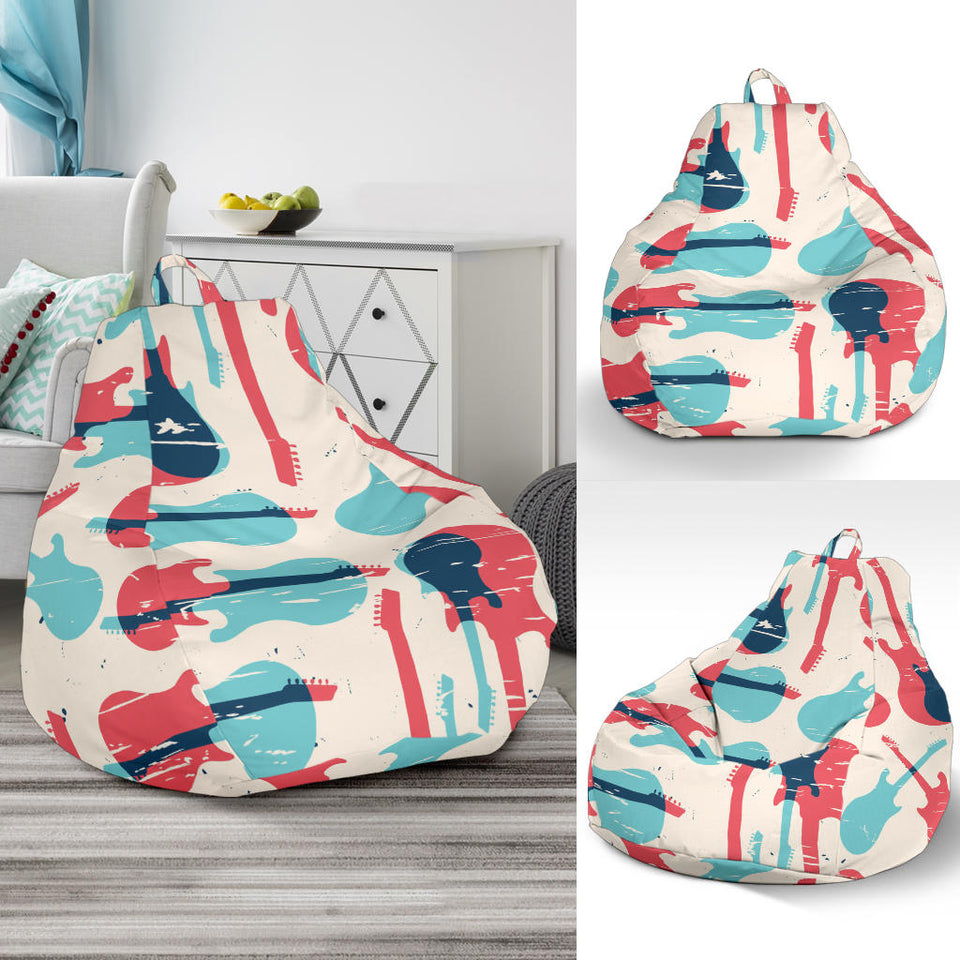 Red Blue Guitar Pattern Bean Bag Cover